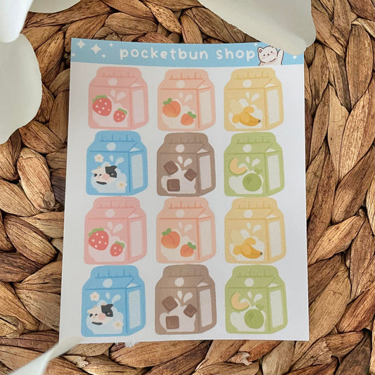 Fruit Milk Cartons Sticker Sheet