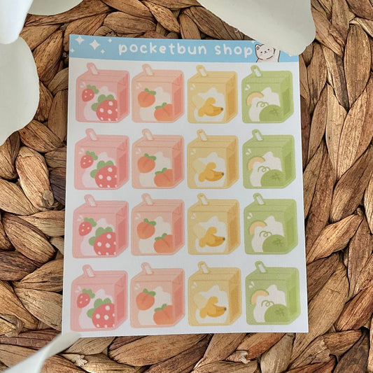 Fruit Milk Boxes Sticker Sheet