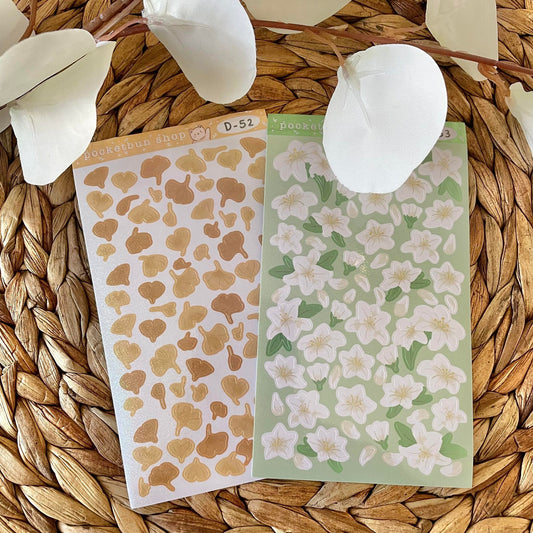 Lily and Gingko Leaves Vinyl Sticker Sheets