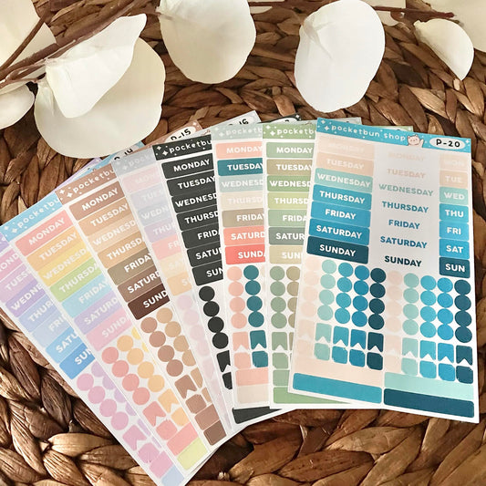 Days of The Week Planner Sticker Sheets