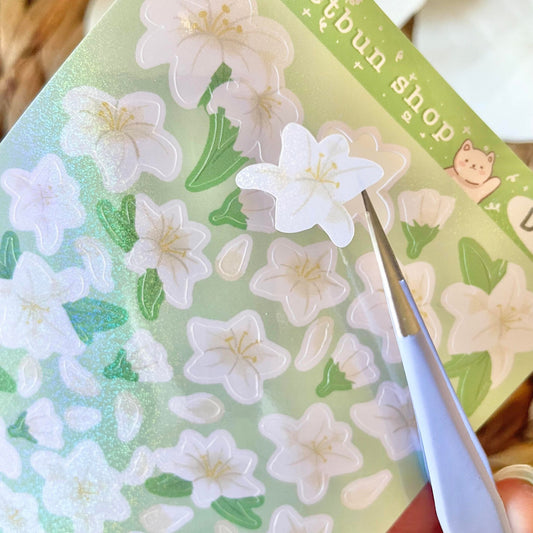 Lily and Gingko Leaves Vinyl Sticker Sheets